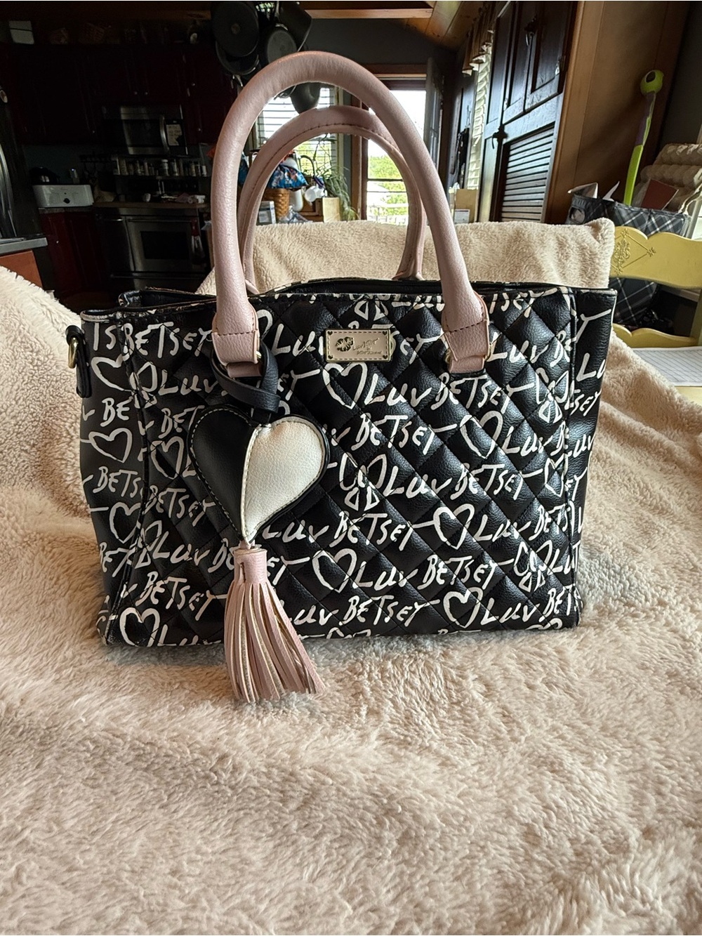 Betsey Johnson Luv Betsey Quilted Satchel Handbag